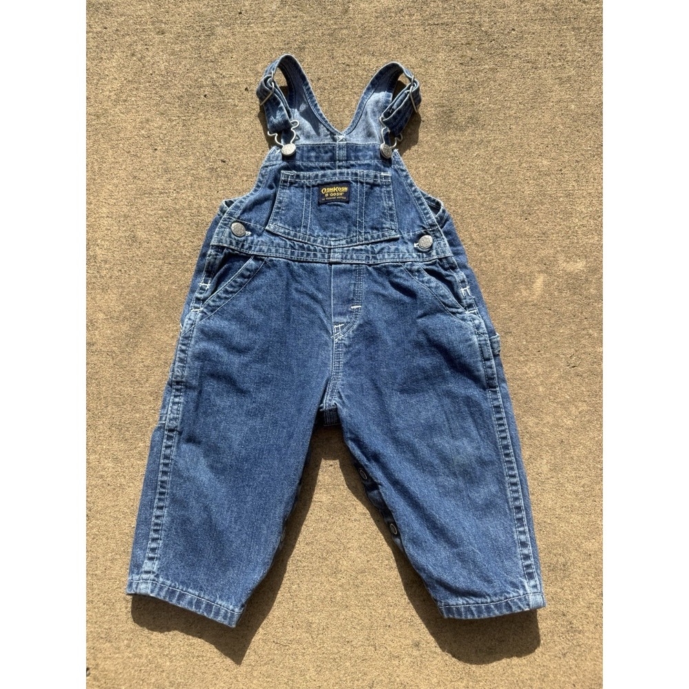 VTG 90s 12M 12 Months OshKosh Vestbak B'gosh Overalls Denim Jeans Jean